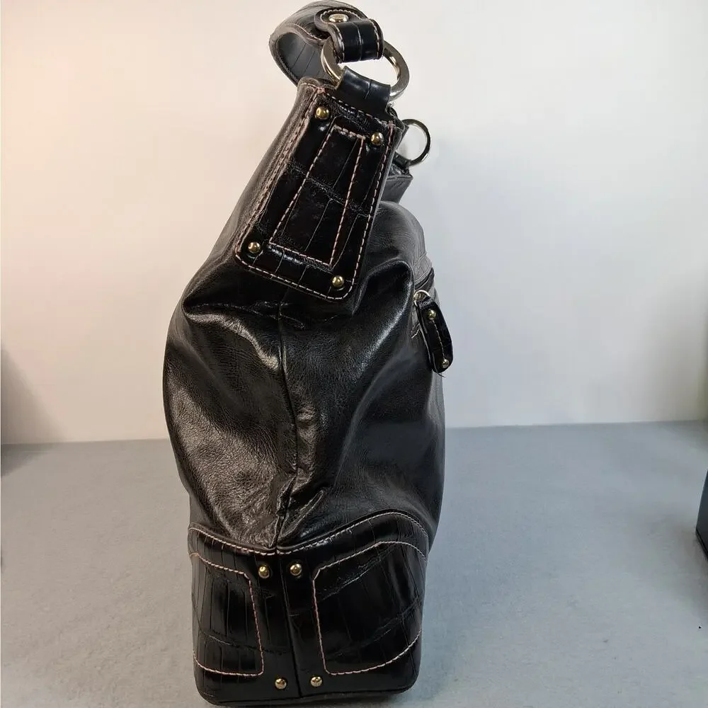 Liz‎ Claiborne Slouchy Hobo Shoulder Bag Purse Black Faux Leather